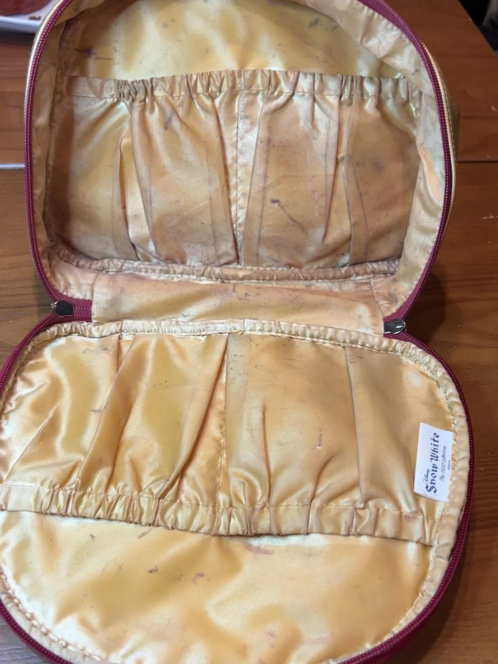 Disney 1937 Snow White Collection Makeup Bag Gold/Blue/Maroon Soft Embroidered